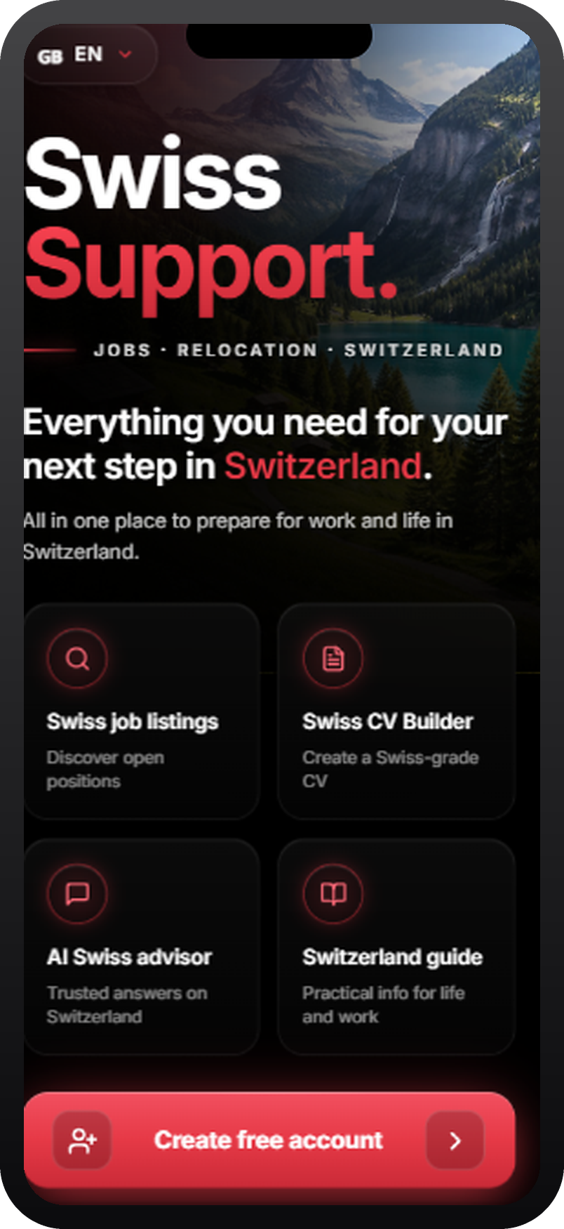 Swiss Support Official App on a phone