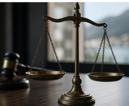 Legal scales and gavel